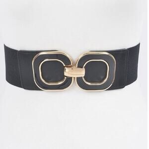 Black Multi Metal Buckle Elastic Belt